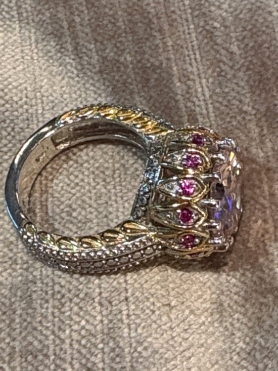 Jewelry - Amazing Pink-Purple Halo Cocktail Ring with Red Spinel Accent Stones 925 size 5